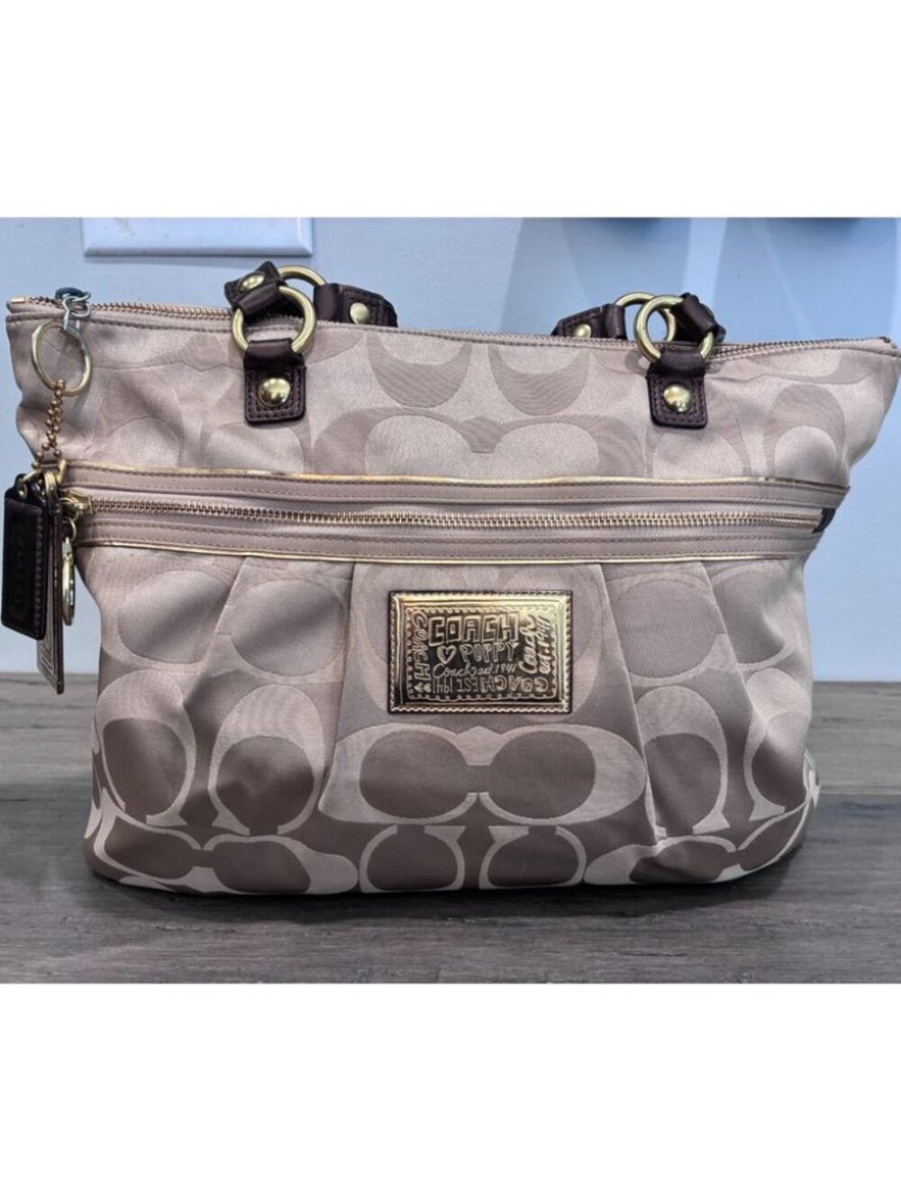 Coach Poppy Signature Sateen Glam Tote, style #15316